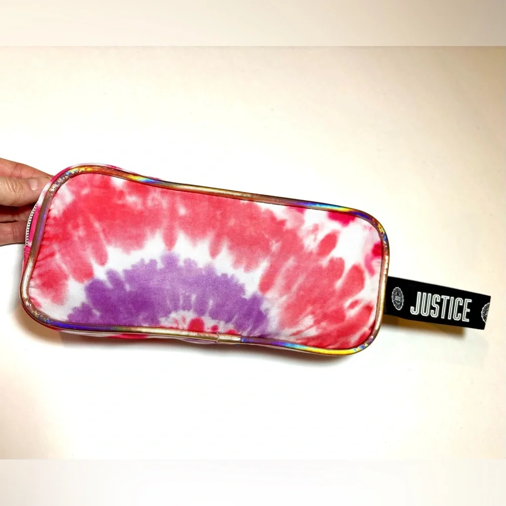 Justice tie dye pencil case pink and purple